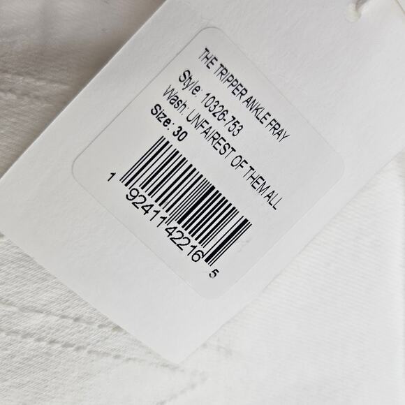 Mother The Tripper Ankle Fray White Ripped Knee Raw Hem Button Fly NWT Size 30 - Picture 8 of 10